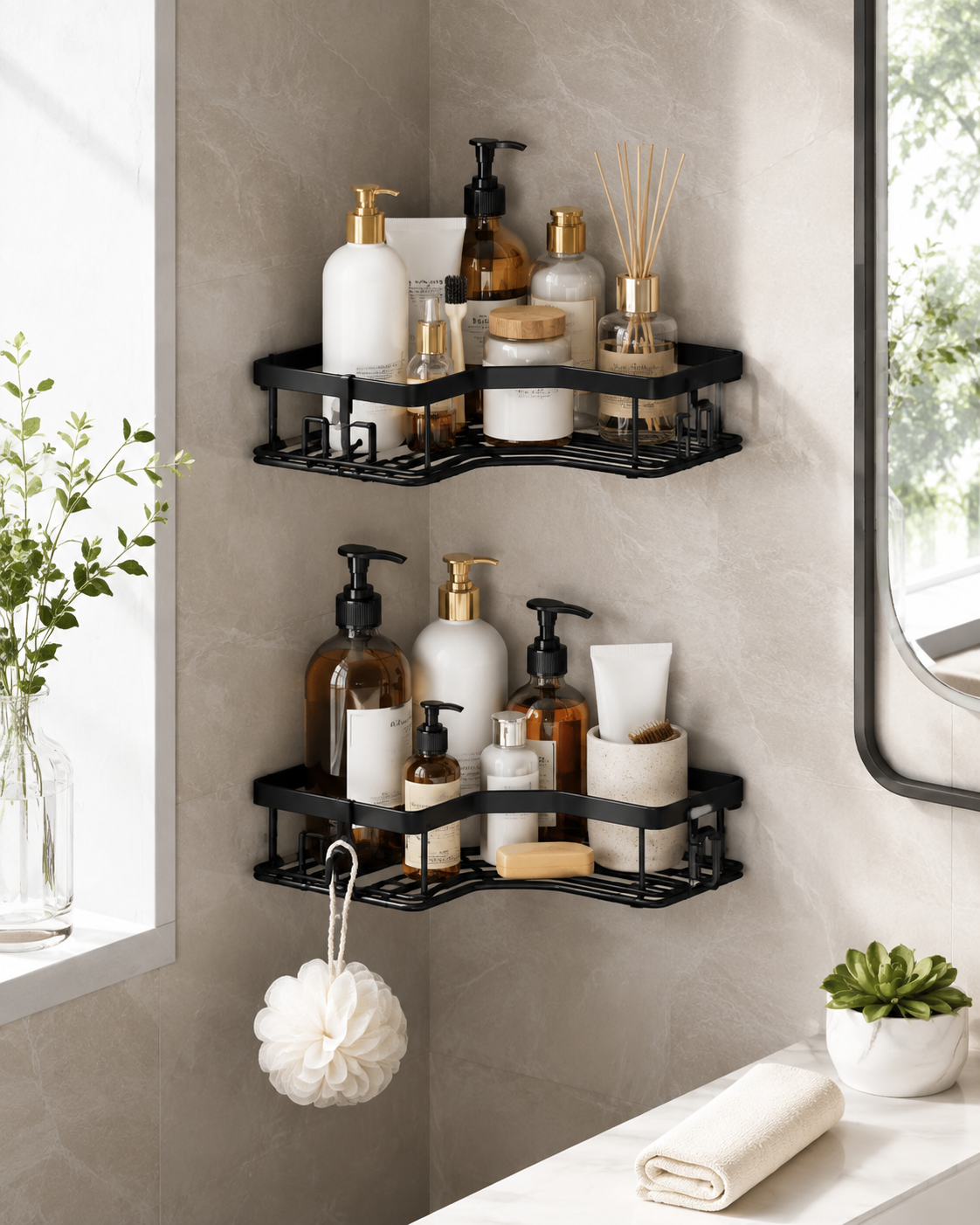 Mais espaço sem ocupar a bancada. Ideal para organizar produtos de banho, cosméticos e acessórios de forma prática e elegante.